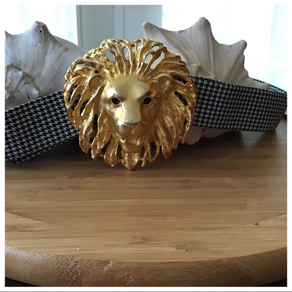 VTG Doreen Ryan Black Enamel Eyes Lions Head Belt main image 5